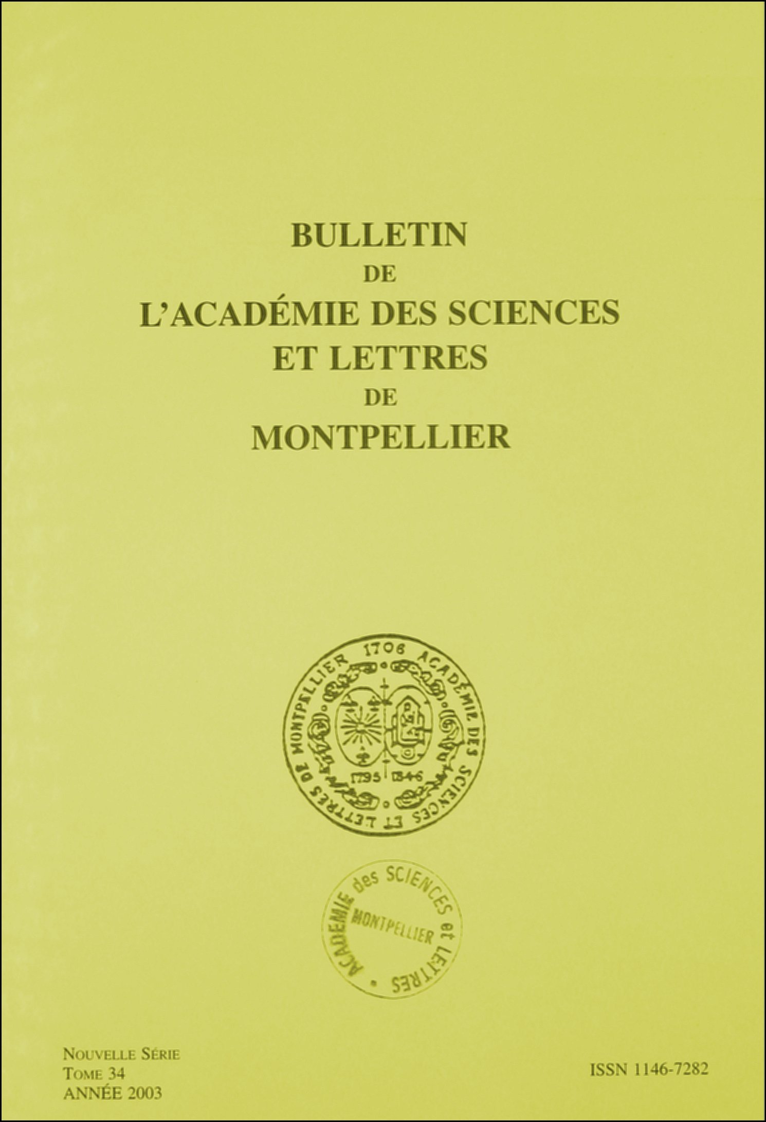 Couverture du Bulletin de l'Académie des Sciences et Lettres de Montpellier